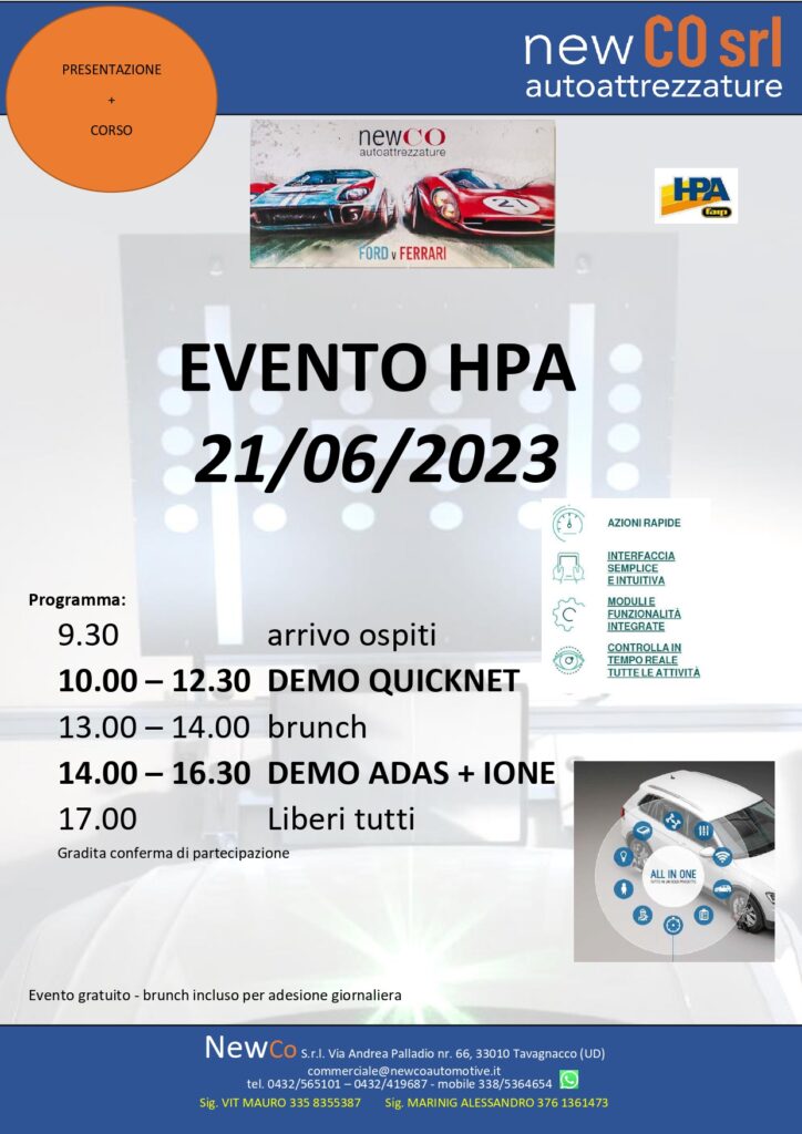 EVENTO HPA Quicknet e ADAS+iONE il 21/06/2023