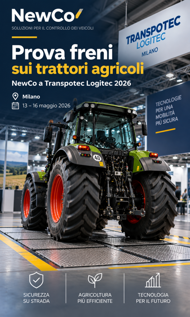 Prova freni su trattori agricoli: NewCo a Transpotec 2026
